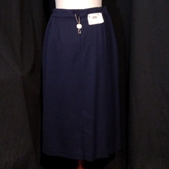 VTG NWT H&W Hawksley & Wight 100% Wool Navy Blue Pencil Skirt 2 Pockets, Size 12 - Picture 5 of 9